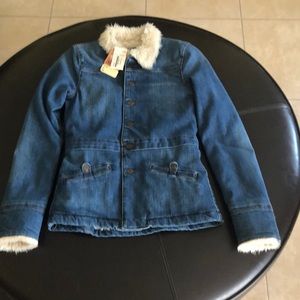 NWT Groovy Earl Jeans Sherpa Fleece Lined Jean Jacket Size P